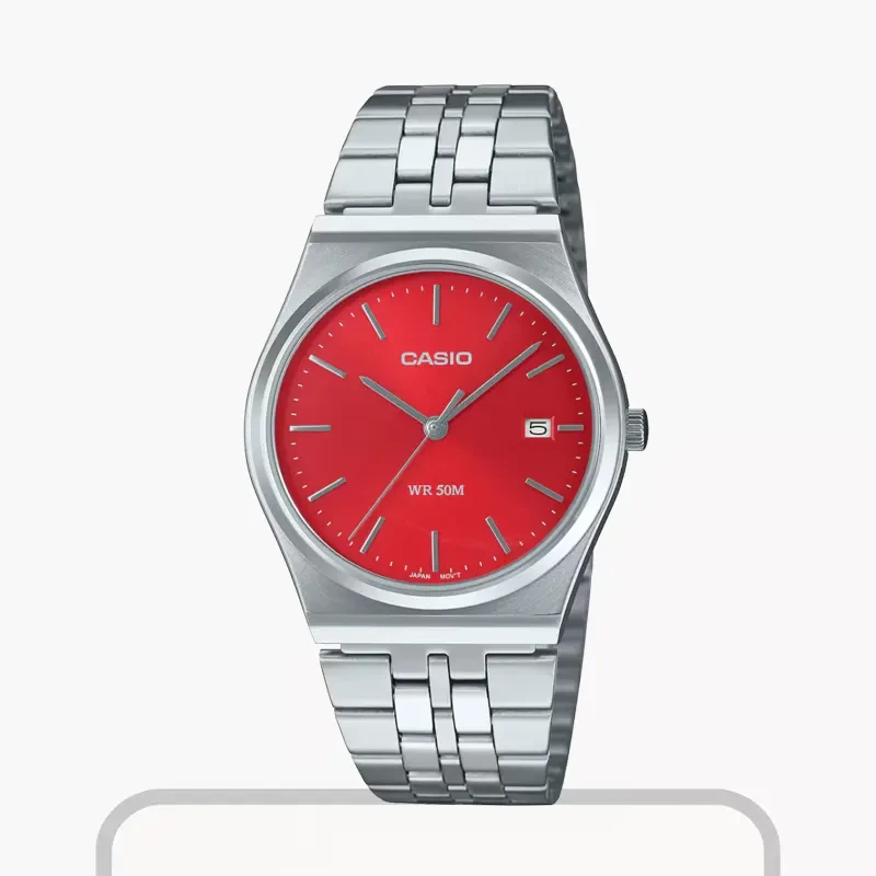 Casio Red Dial Analog Men's Watch | MTP-B145D-4A2V